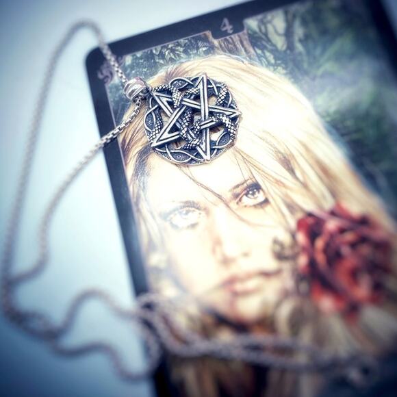 Pentagram Snake Stainless Steel Pendant Necklace Unisex - Picture 3 of 5